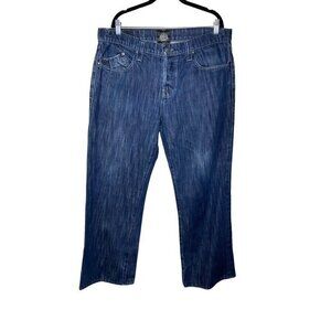 Rock and Republic Taylor Button Fly Jeans 38x28 Bootcut Blue Embroidered Wings